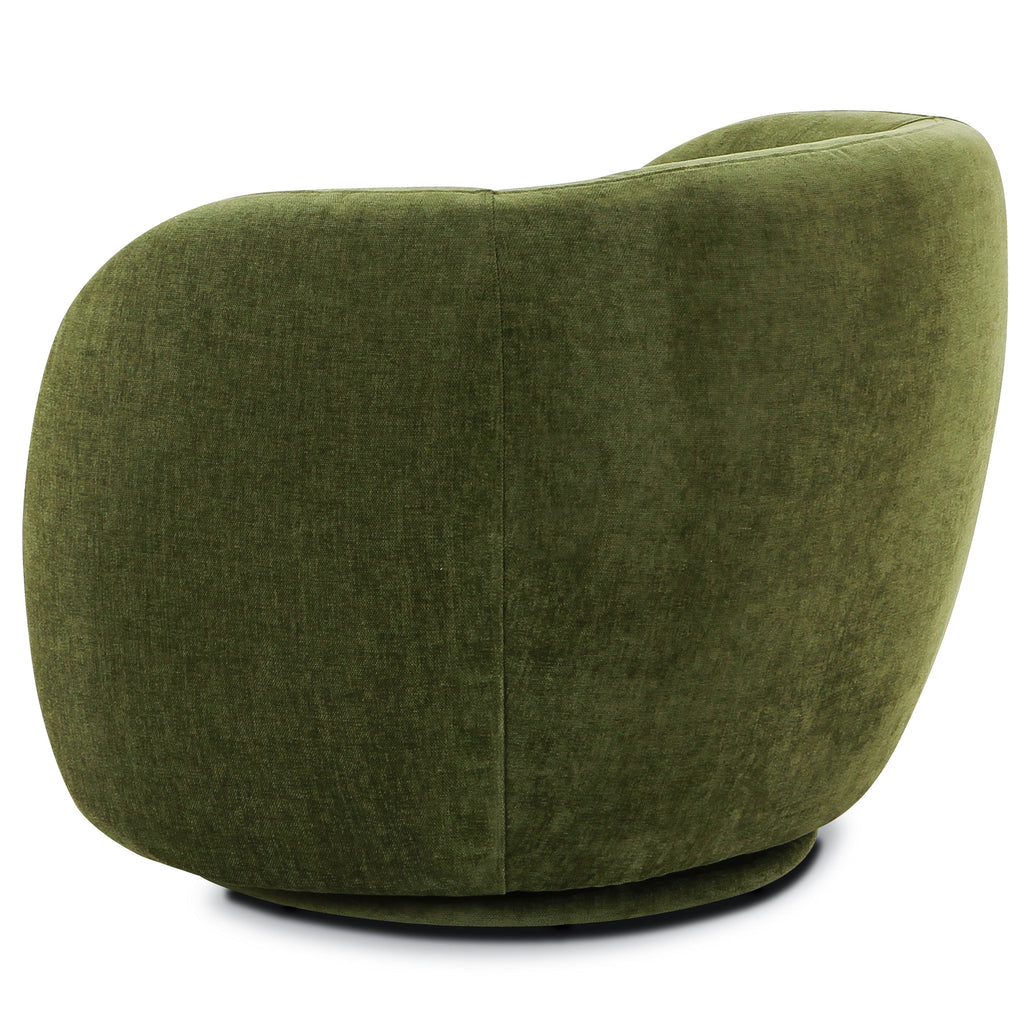 Modern Distressed Green Swivel Lounge Chair with Swivel Base
