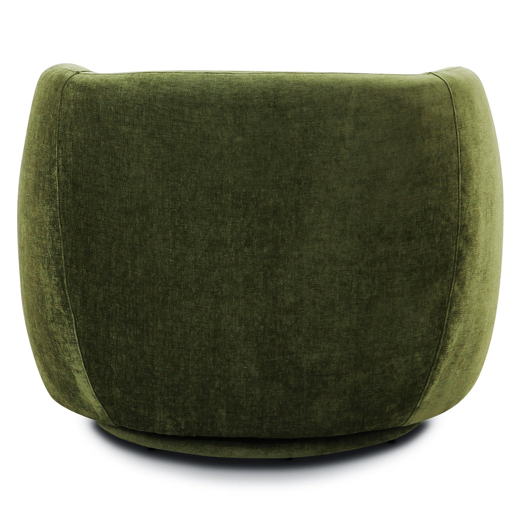 Modern Distressed Green Swivel Lounge Chair with Swivel Base