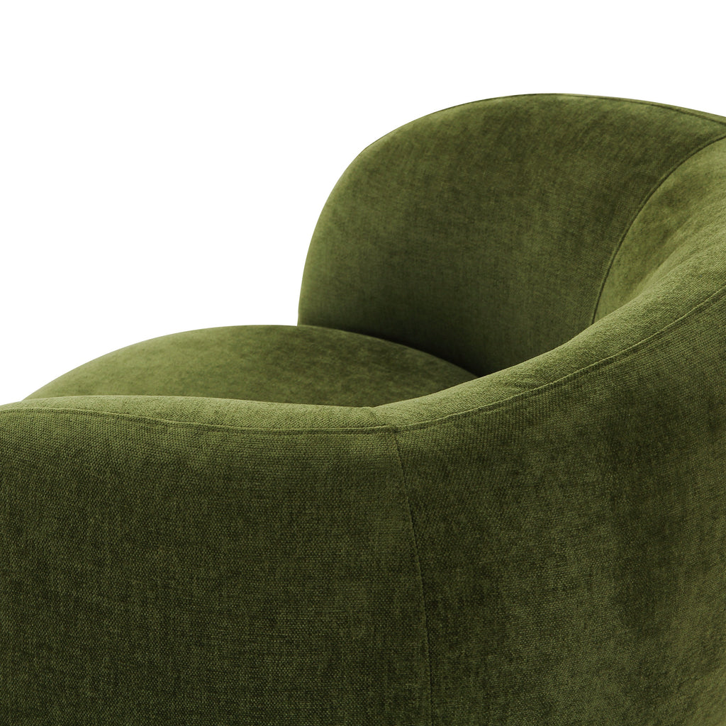Modern Distressed Green Swivel Lounge Chair with Swivel Base