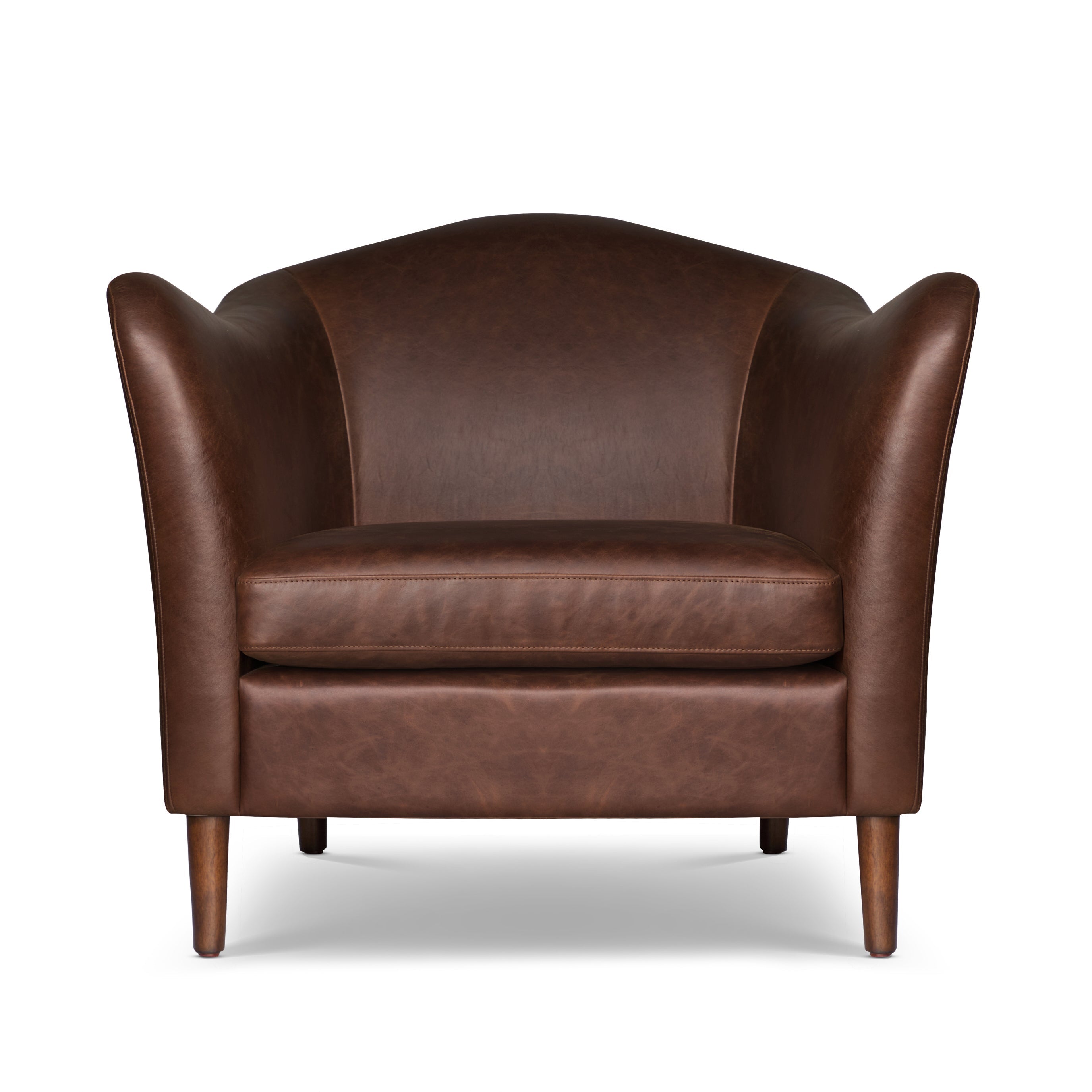 Modern Chocolate Brown Leather Lounge Chair with Kiln-Dried Wood Frame