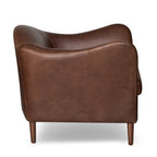 Fauteuil moderne en cuir marron chocolat avec cadre en bois séché au four
