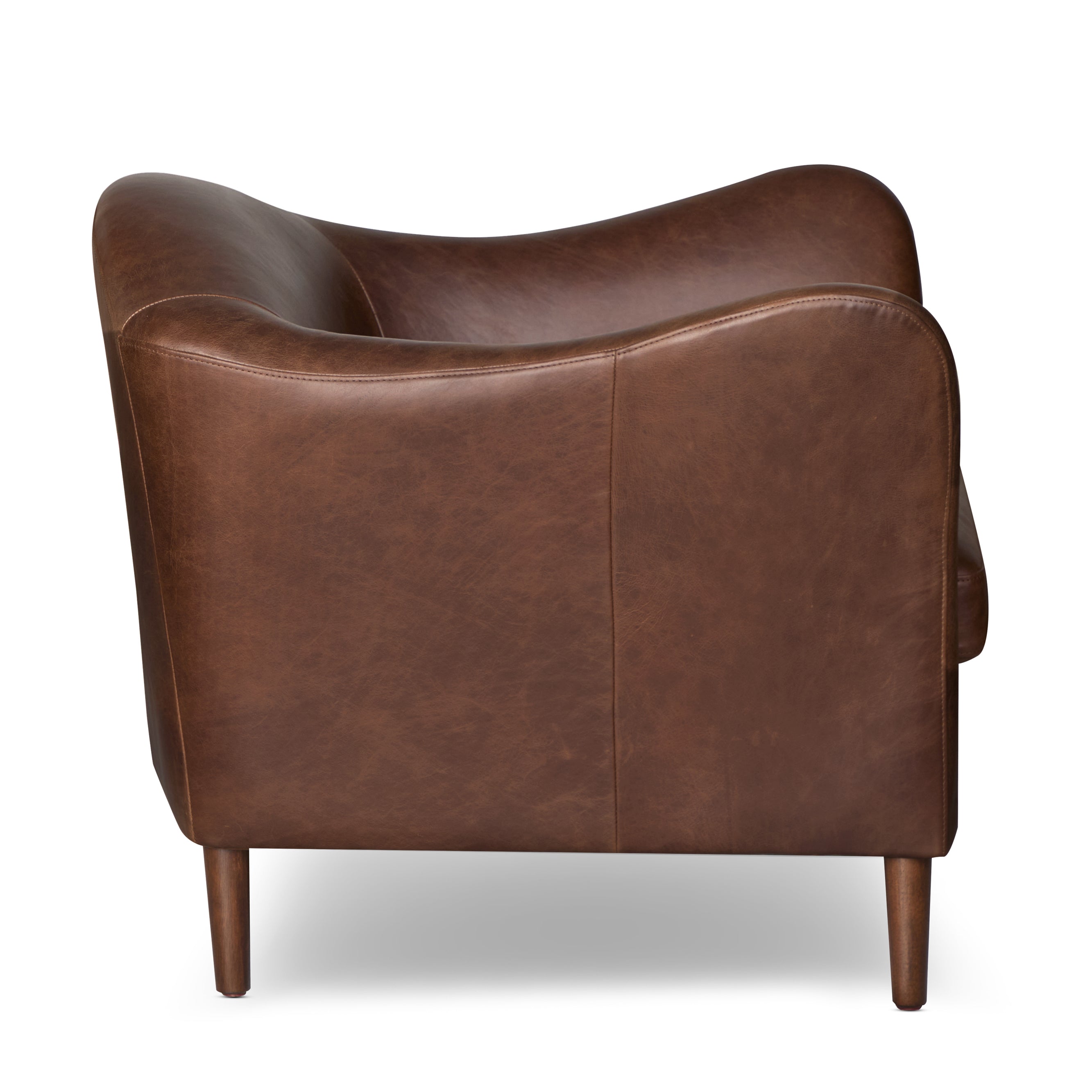 Modern Chocolate Brown Leather Lounge Chair with Kiln-Dried Wood Frame
