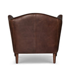 Fauteuil moderne en cuir marron chocolat avec cadre en bois séché au four
