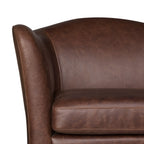 Fauteuil moderne en cuir marron chocolat avec cadre en bois séché au four