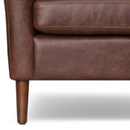 Fauteuil moderne en cuir marron chocolat avec cadre en bois séché au four