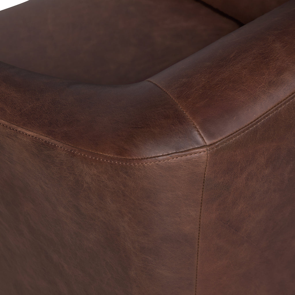 Modern Chocolate Brown Leather Lounge Chair with Kiln-Dried Wood Frame