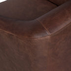 Fauteuil moderne en cuir marron chocolat avec cadre en bois séché au four