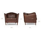 Fauteuil moderne en cuir marron chocolat avec cadre en bois séché au four
