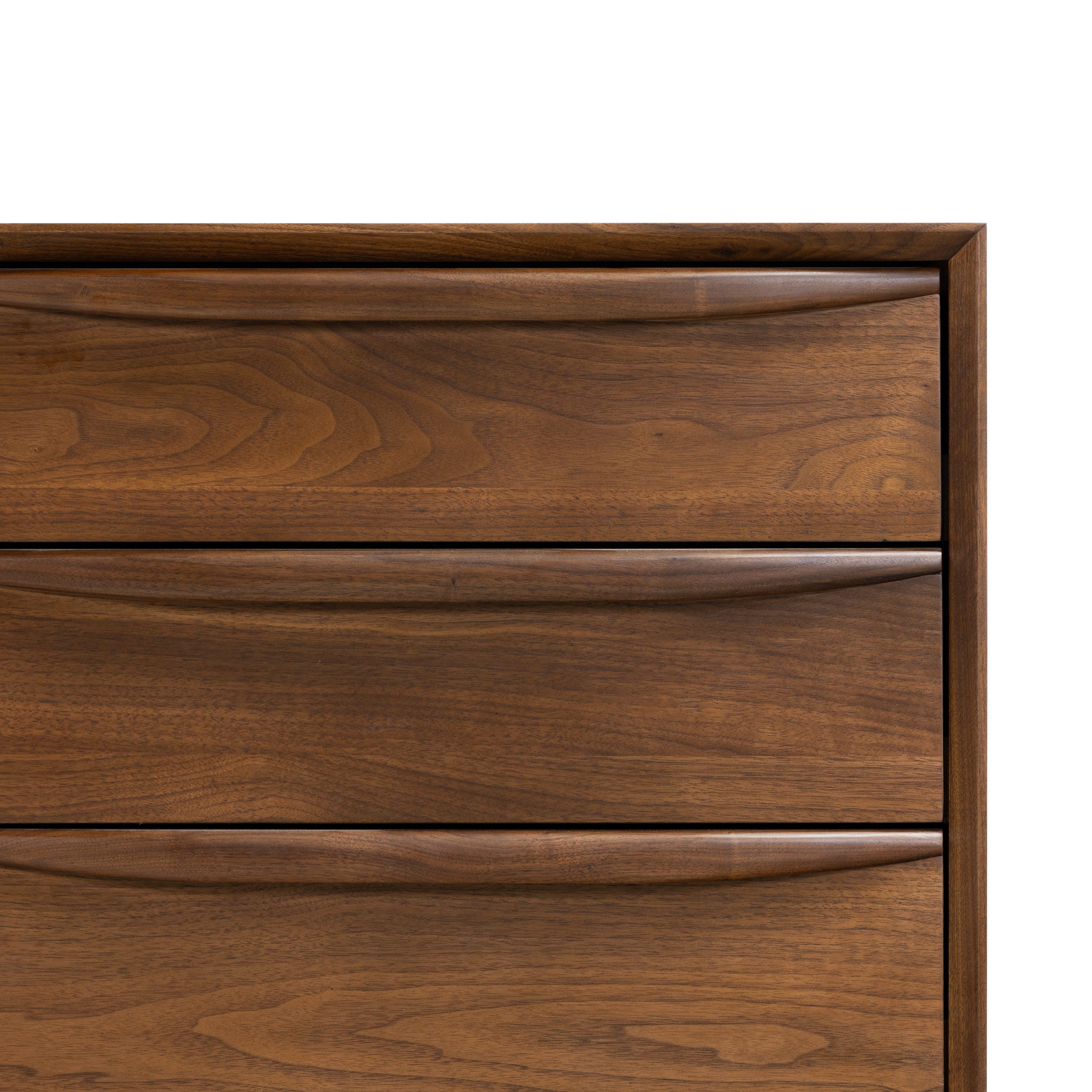 Mid-Century Modern Walnut Walnut Wood Sideboard with Solid Walnut