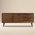 Mid-Century Modern Walnut Walnut Wood Sideboard with Solid Walnut