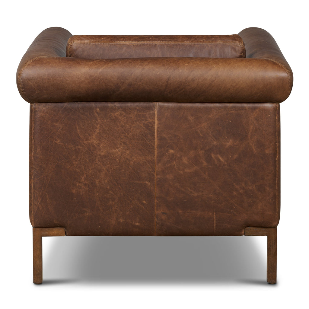 Traditional Chocolate Brown Leather Lounge Chair with Kiln-Dried Wood