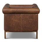 Fauteuil de salon traditionnel en cuir marron chocolat avec bois séché au four