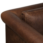 Fauteuil de salon traditionnel en cuir marron chocolat avec bois séché au four