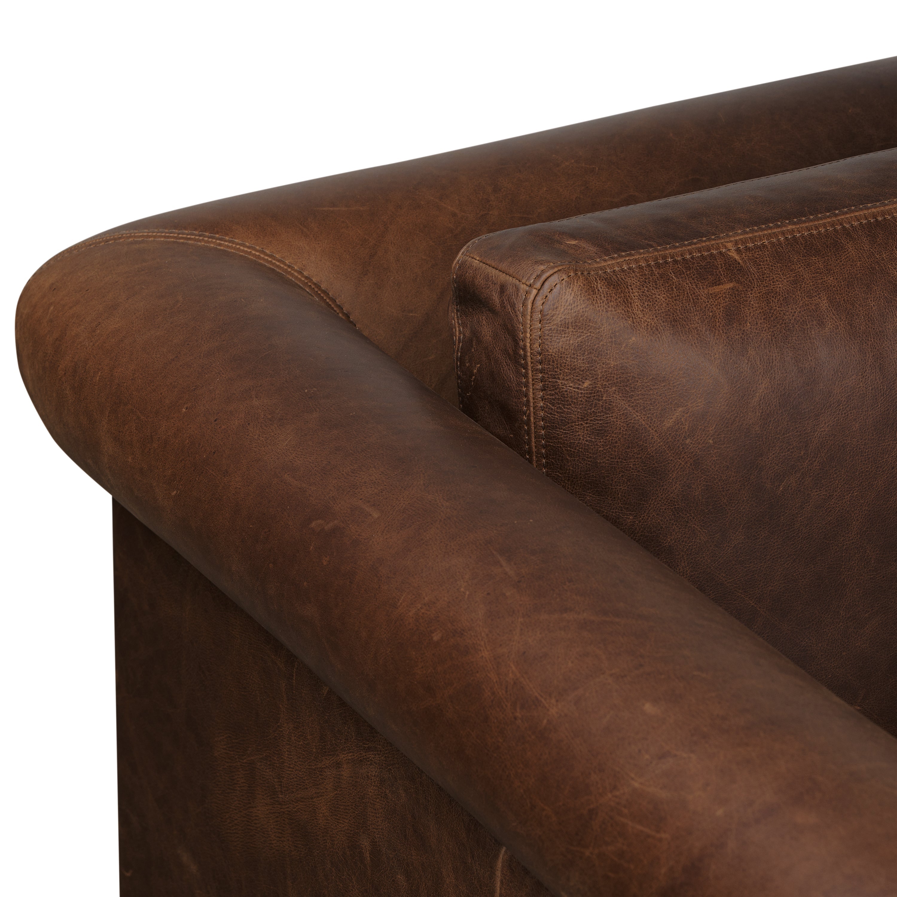Traditional Chocolate Brown Leather Lounge Chair with Kiln-Dried Wood
