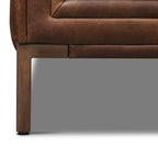 Fauteuil de salon traditionnel en cuir marron chocolat avec bois séché au four