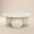 Modern Sandstone White Coffee Table with Weather-Resistant Build
