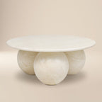 Table basse moderne en grès blanc avec fabrication résistante aux intempéries