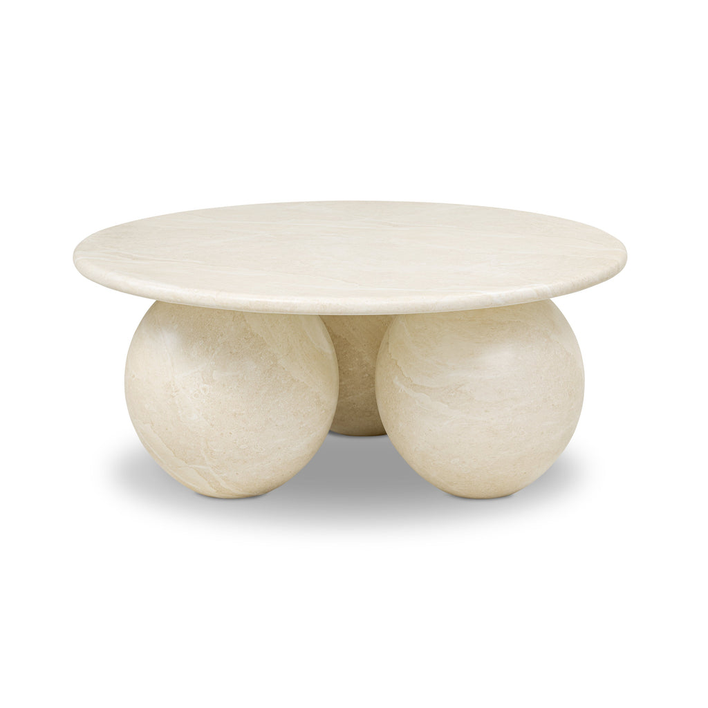 Modern Sandstone White Coffee Table with Weather-Resistant Build