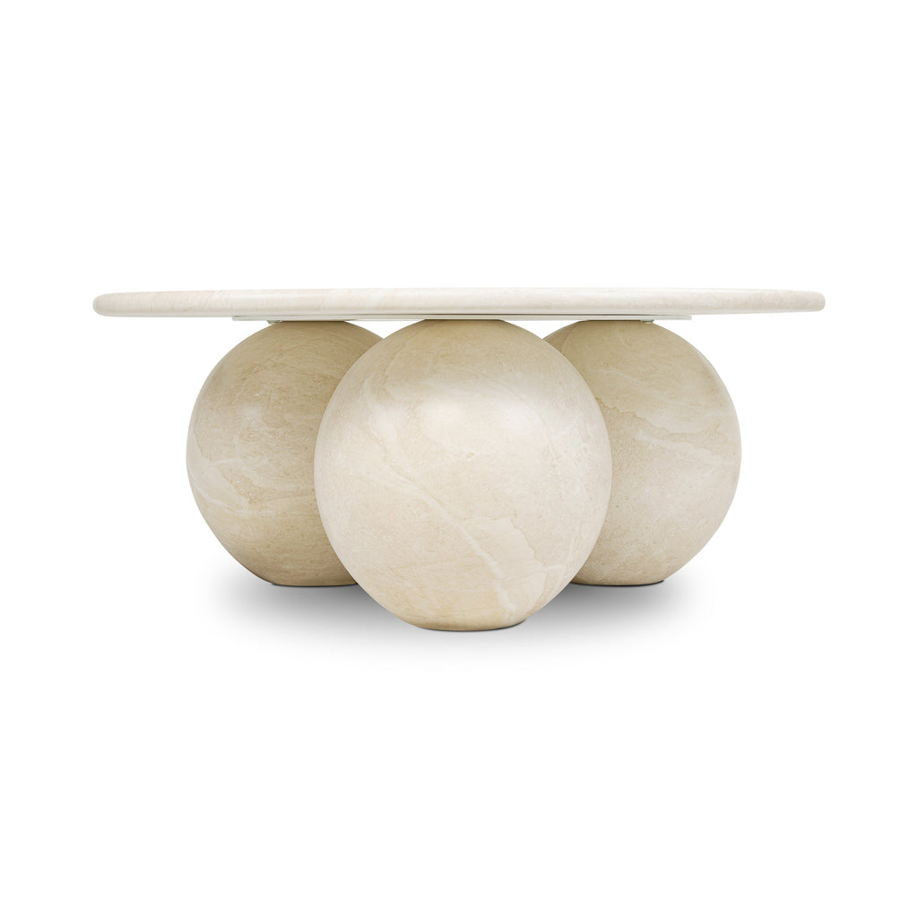Modern Sandstone White Coffee Table with Weather-Resistant Build