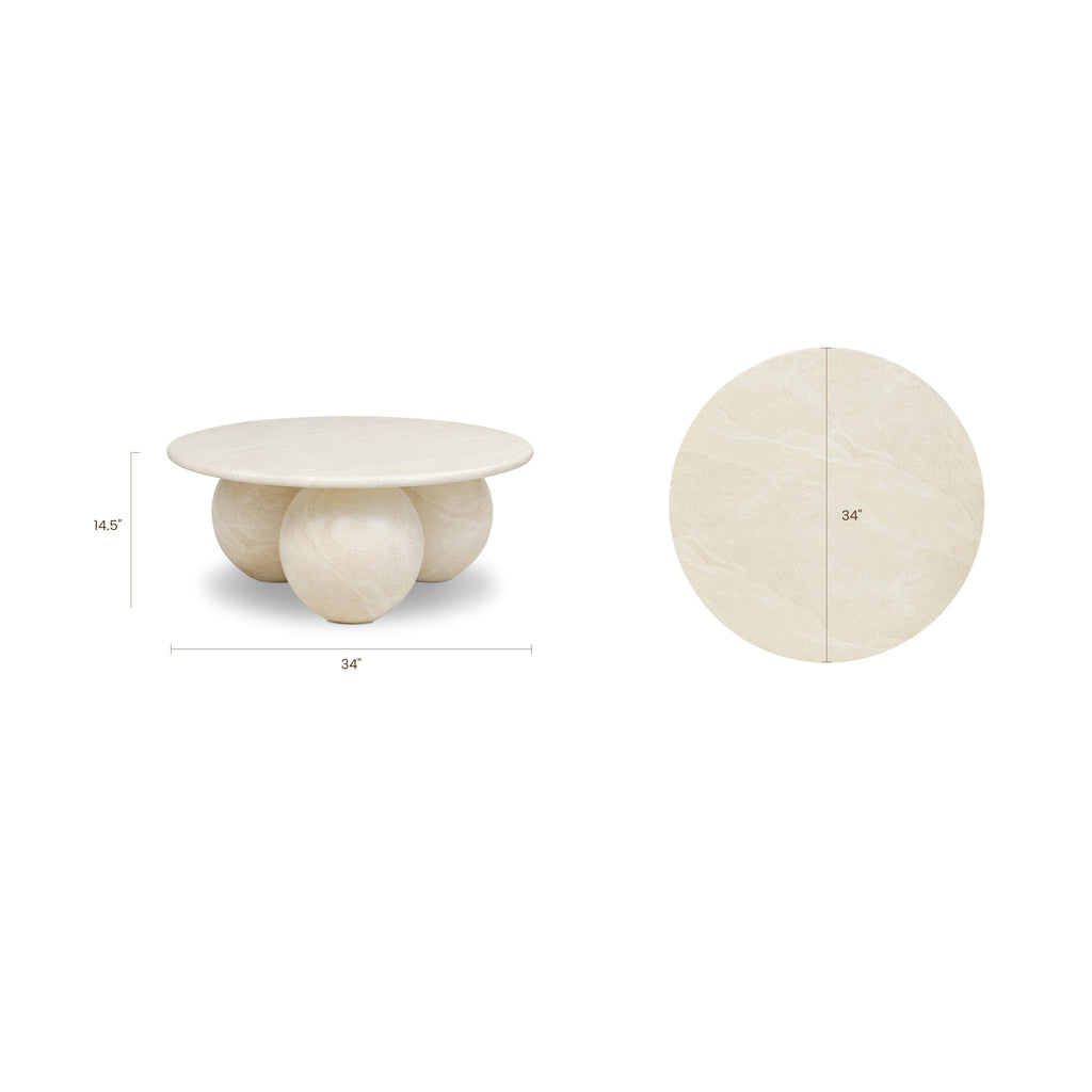 Modern Sandstone White Coffee Table with Weather-Resistant Build