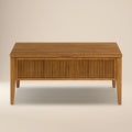 Mid-Century Modern Light Brown Coffee Table with Lift-Top Storage