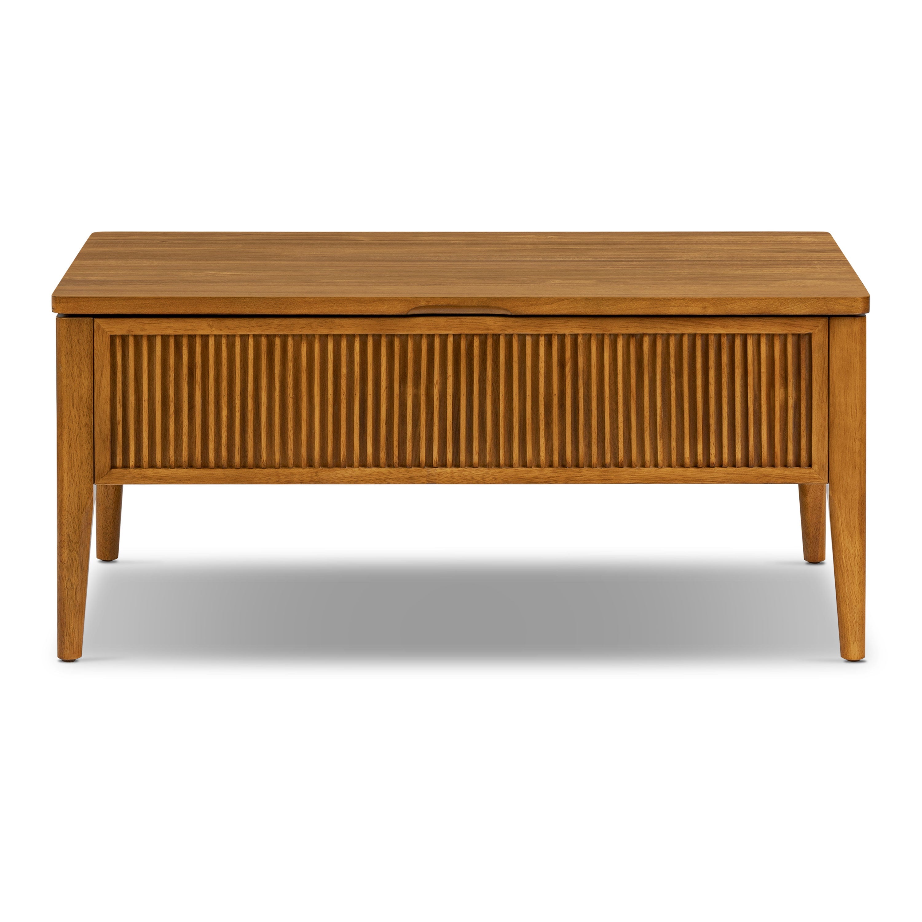 Mid-Century Modern Light Brown Coffee Table with Lift-Top Storage
