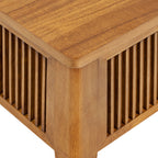 Table basse brun clair de style Mid-Century Modern avec rangement escamotable
