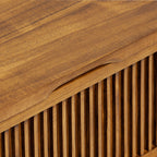 Table basse brun clair de style Mid-Century Modern avec rangement escamotable