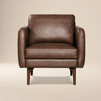 Fauteuil lounge en cuir marron bride, style Mid-Century Modern, avec séchage au four
