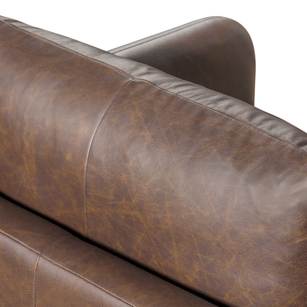 Mid-Century Modern Bridle Brown Leather Lounge Chair with Kiln-Dried