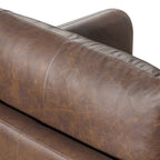 Fauteuil lounge en cuir marron bride, style Mid-Century Modern, avec séchage au four