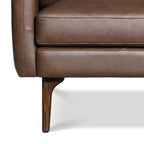 Fauteuil lounge en cuir marron bride, style Mid-Century Modern, avec séchage au four