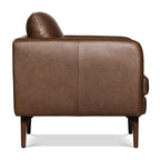 Fauteuil lounge en cuir marron bride, style Mid-Century Modern, avec séchage au four