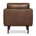 Fauteuil lounge en cuir marron bride, style Mid-Century Modern, avec séchage au four