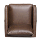 Fauteuil lounge en cuir marron bride, style Mid-Century Modern, avec séchage au four