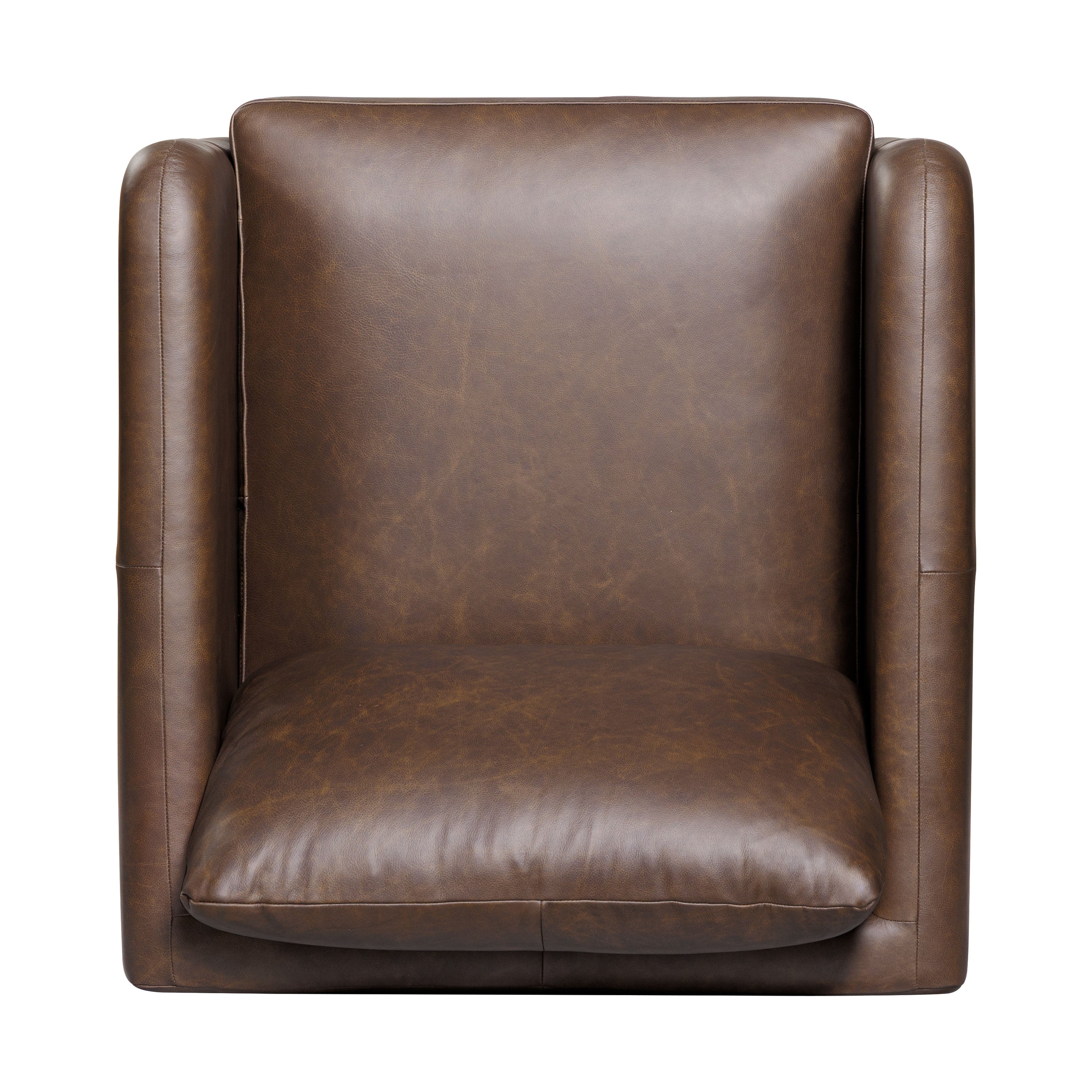 Mid-Century Modern Bridle Brown Leather Lounge Chair with Kiln-Dried