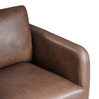 Fauteuil lounge en cuir marron bride, style Mid-Century Modern, avec séchage au four