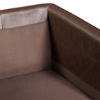 Fauteuil lounge en cuir marron bride, style Mid-Century Modern, avec séchage au four