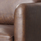 Fauteuil lounge en cuir marron bride, style Mid-Century Modern, avec séchage au four