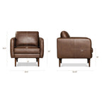 Fauteuil lounge en cuir marron bride, style Mid-Century Modern, avec séchage au four