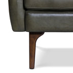 Fauteuil inclinable en cuir vert olive style Mid-Century avec bois séché au four