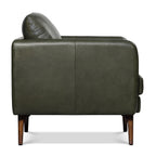 Fauteuil inclinable en cuir vert olive style Mid-Century avec bois séché au four