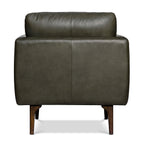 Fauteuil inclinable en cuir vert olive style Mid-Century avec bois séché au four