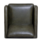 Fauteuil inclinable en cuir vert olive style Mid-Century avec bois séché au four
