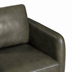 Fauteuil inclinable en cuir vert olive style Mid-Century avec bois séché au four