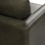 Fauteuil inclinable en cuir vert olive style Mid-Century avec bois séché au four
