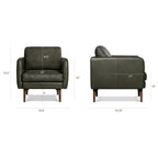 Fauteuil inclinable en cuir vert olive style Mid-Century avec bois séché au four