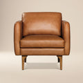 Mid-Century Modern Saddle Tan Leather Lounge Chair with Kiln-Dried