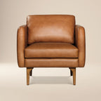 Fauteuil Lounge Mid-Century Moderne en Cuir Marron Fauve avec Séchage au Four