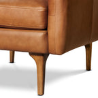 Fauteuil Lounge Mid-Century Moderne en Cuir Marron Fauve avec Séchage au Four